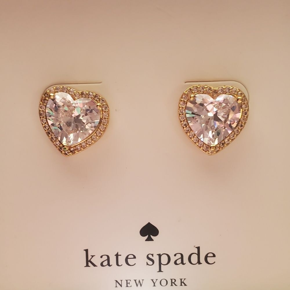 KATE SPADE HALO CZ Heart Earrings